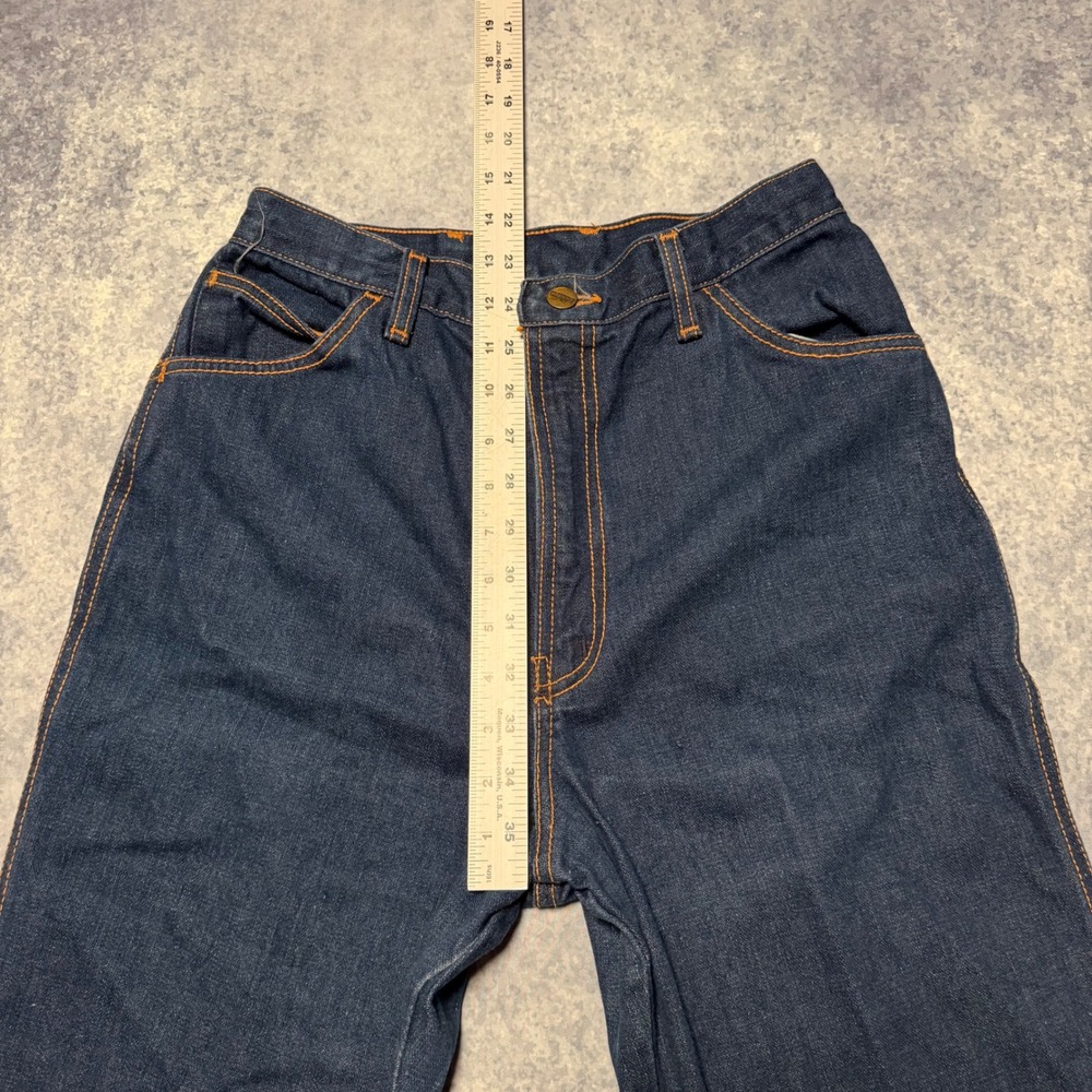 Vintage 70s Wrangler Jeans High Waisted Straight Leg Dark Wash Made in USA Sz 12 - Picture 8 of 10